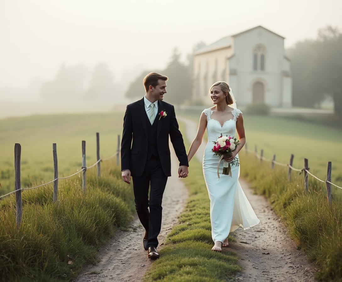 Married couple in countryside